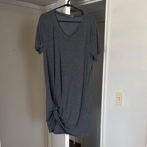 Women's V-Neck Knot Gray tshirt dress